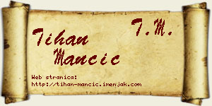 Tihan Mančić vizit kartica
